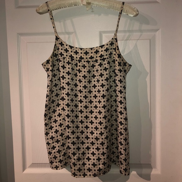 Silky Polyester Cream & Black Cross Tank Top - Picture 1 of 7